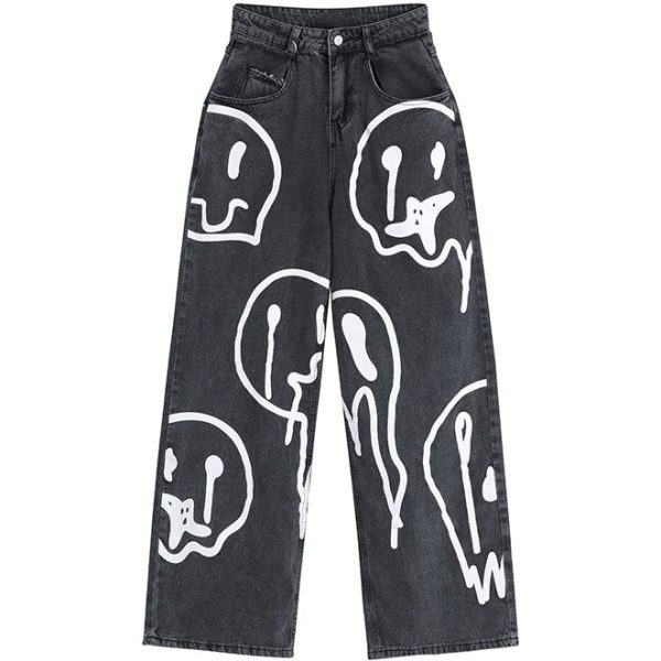 Retro Emoji Graffiti Jeans